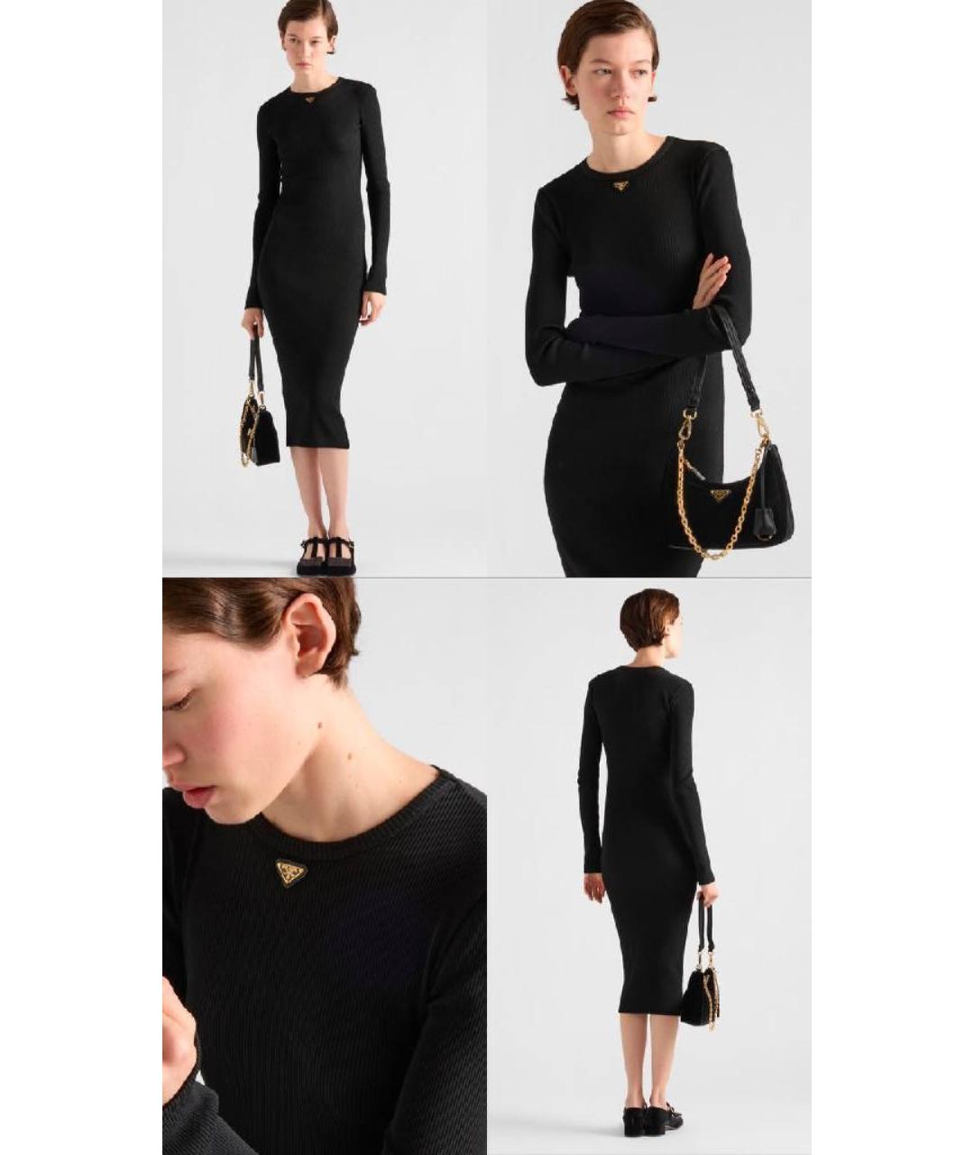 PRADA Черное вискозное повседневное платье, фото 4