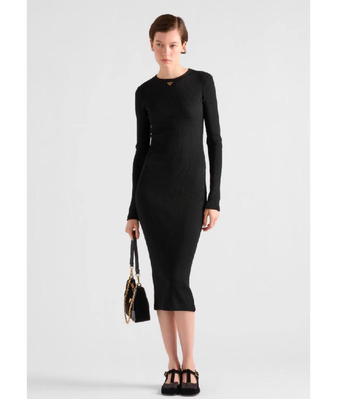 PRADA Черное вискозное повседневное платье, фото 6
