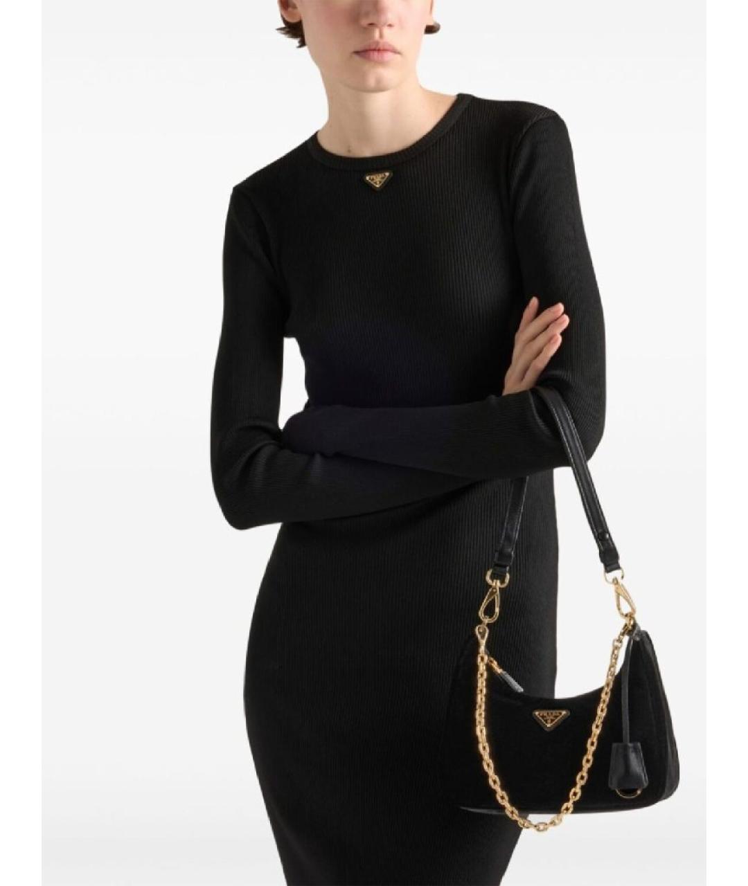 PRADA Черное вискозное повседневное платье, фото 5