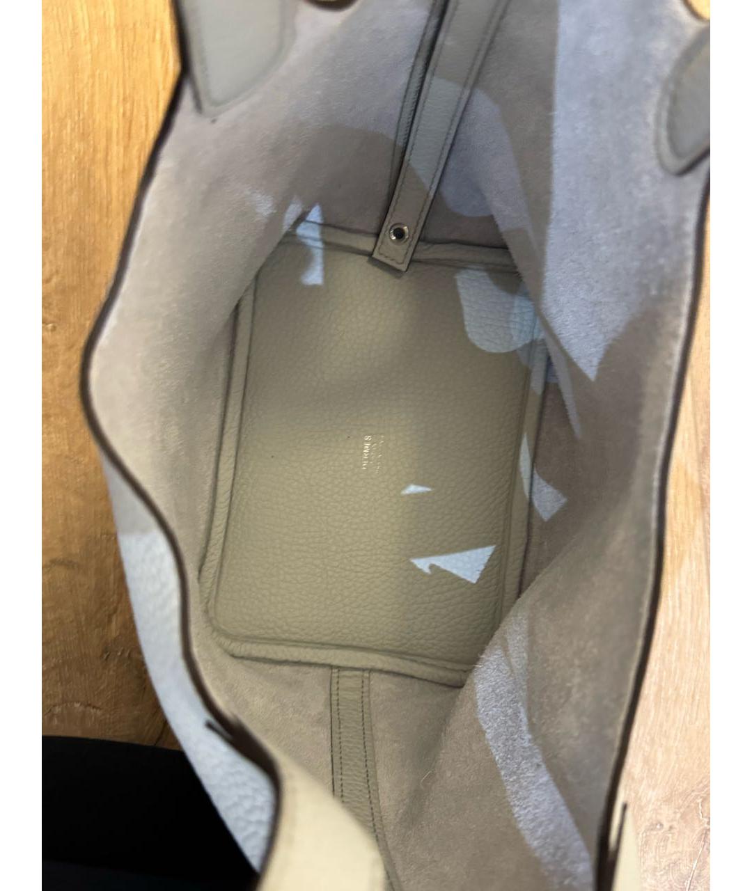 HERMES Голубая кожаная сумка с короткими ручками, фото 3