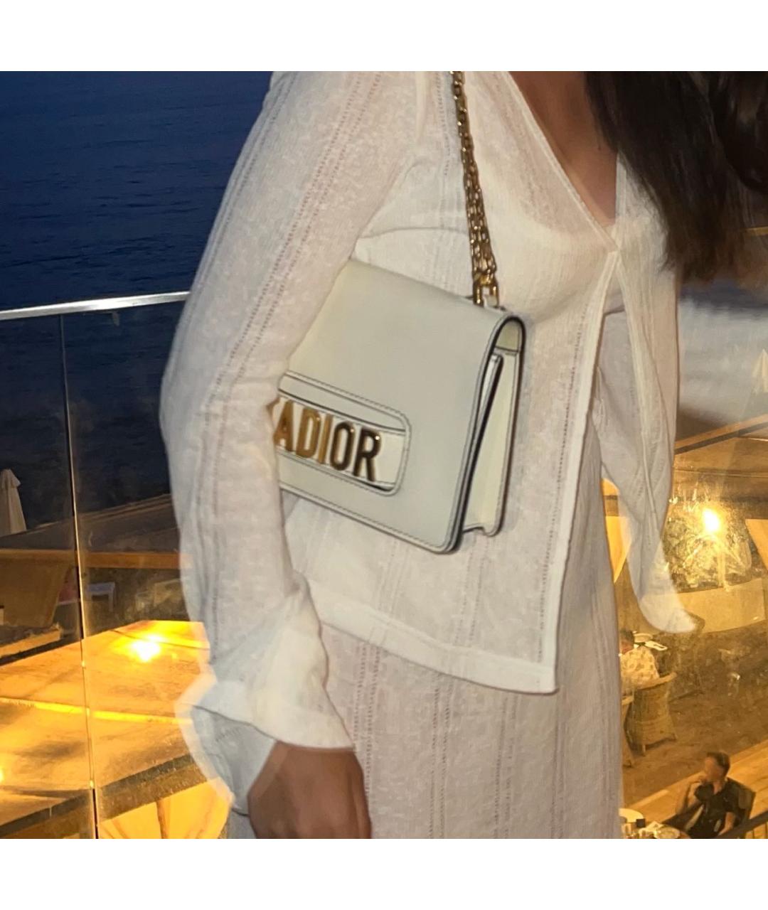 CHRISTIAN DIOR Белая кожаная сумка через плечо, фото 7