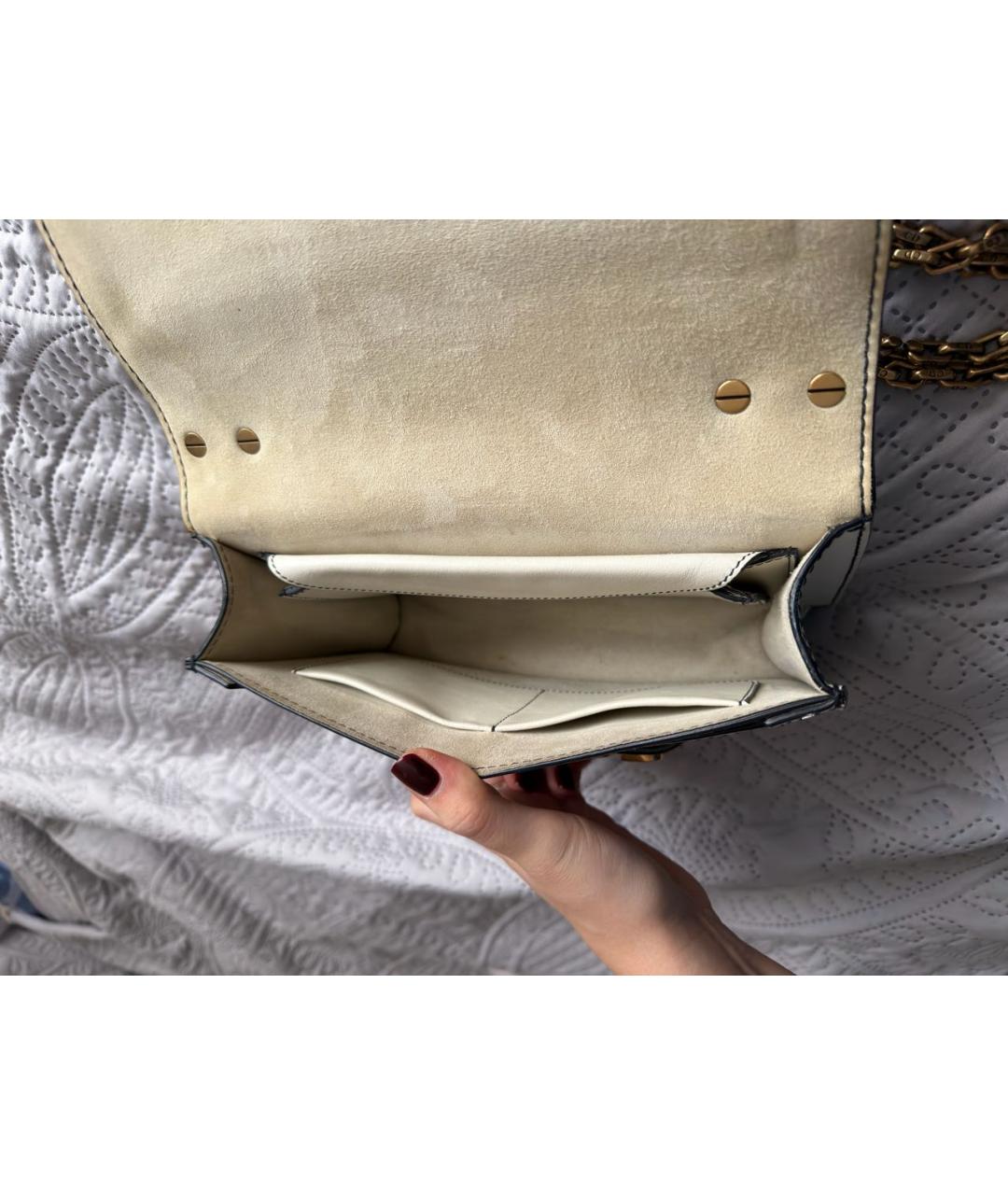 CHRISTIAN DIOR Белая кожаная сумка через плечо, фото 6