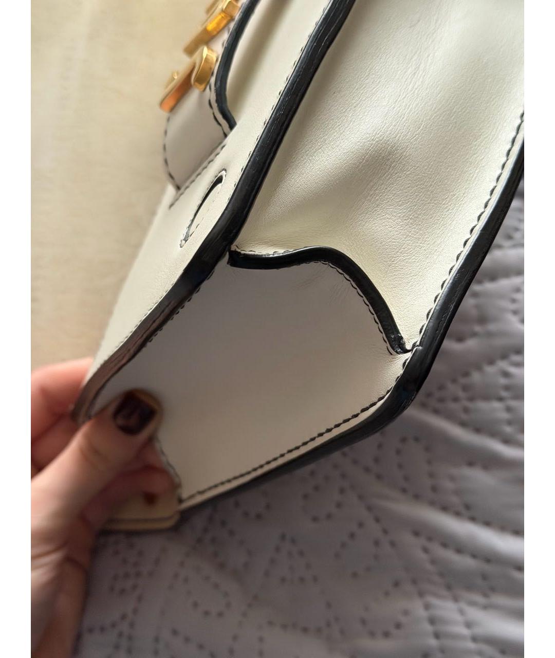 CHRISTIAN DIOR Белая кожаная сумка через плечо, фото 8