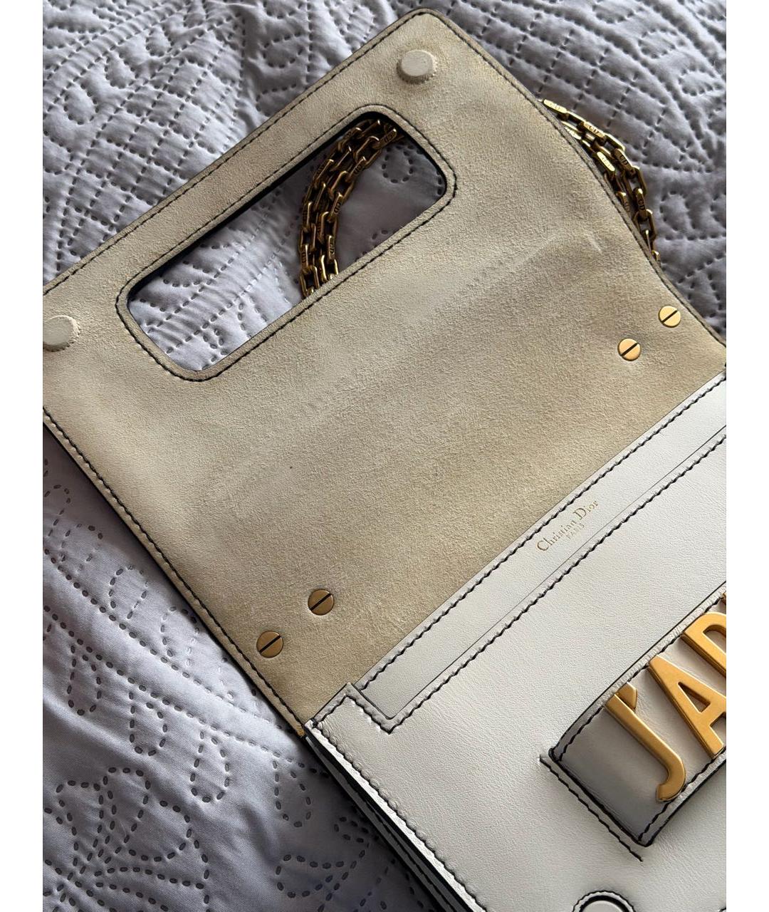 CHRISTIAN DIOR Белая кожаная сумка через плечо, фото 4