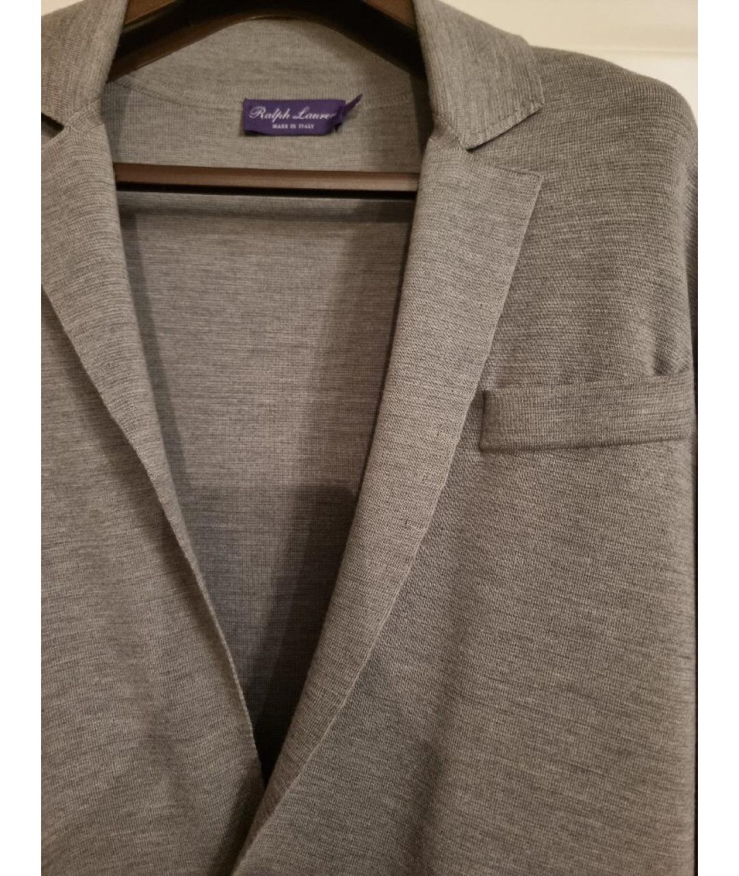 RALPH LAUREN PURPLE LABEL Серый шерстяной кардиган, фото 4