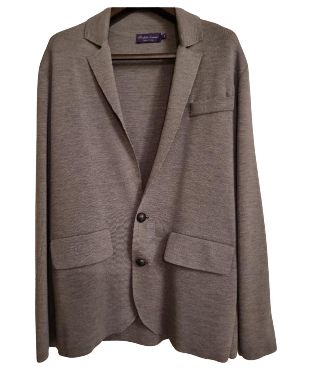 RALPH LAUREN PURPLE LABEL Серый шерстяной кардиган, фото 1