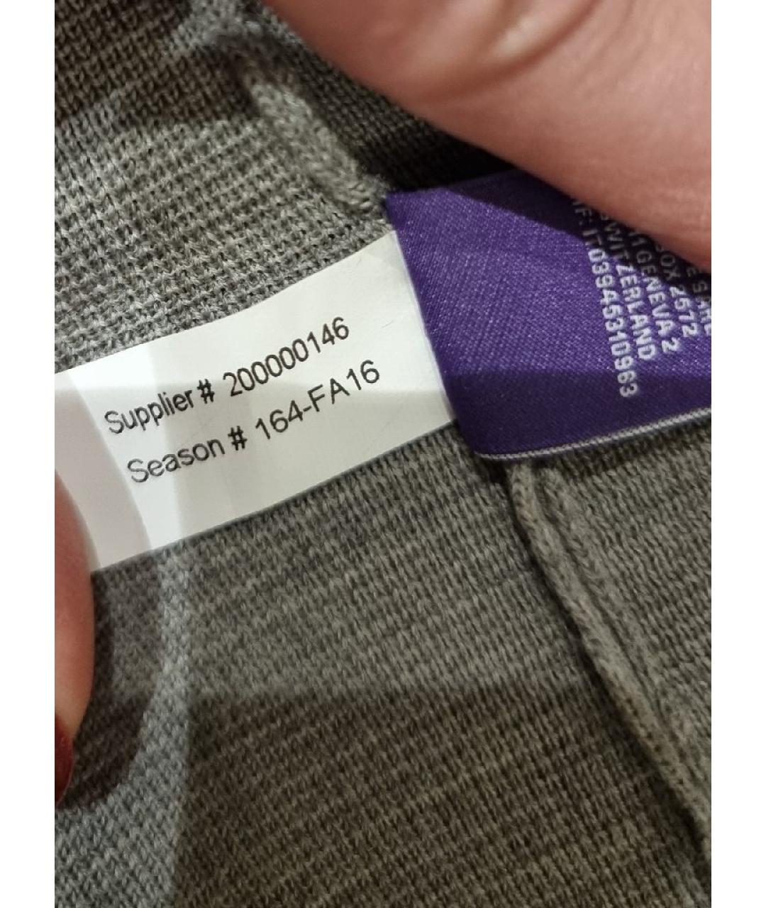 RALPH LAUREN PURPLE LABEL Серый шерстяной кардиган, фото 9