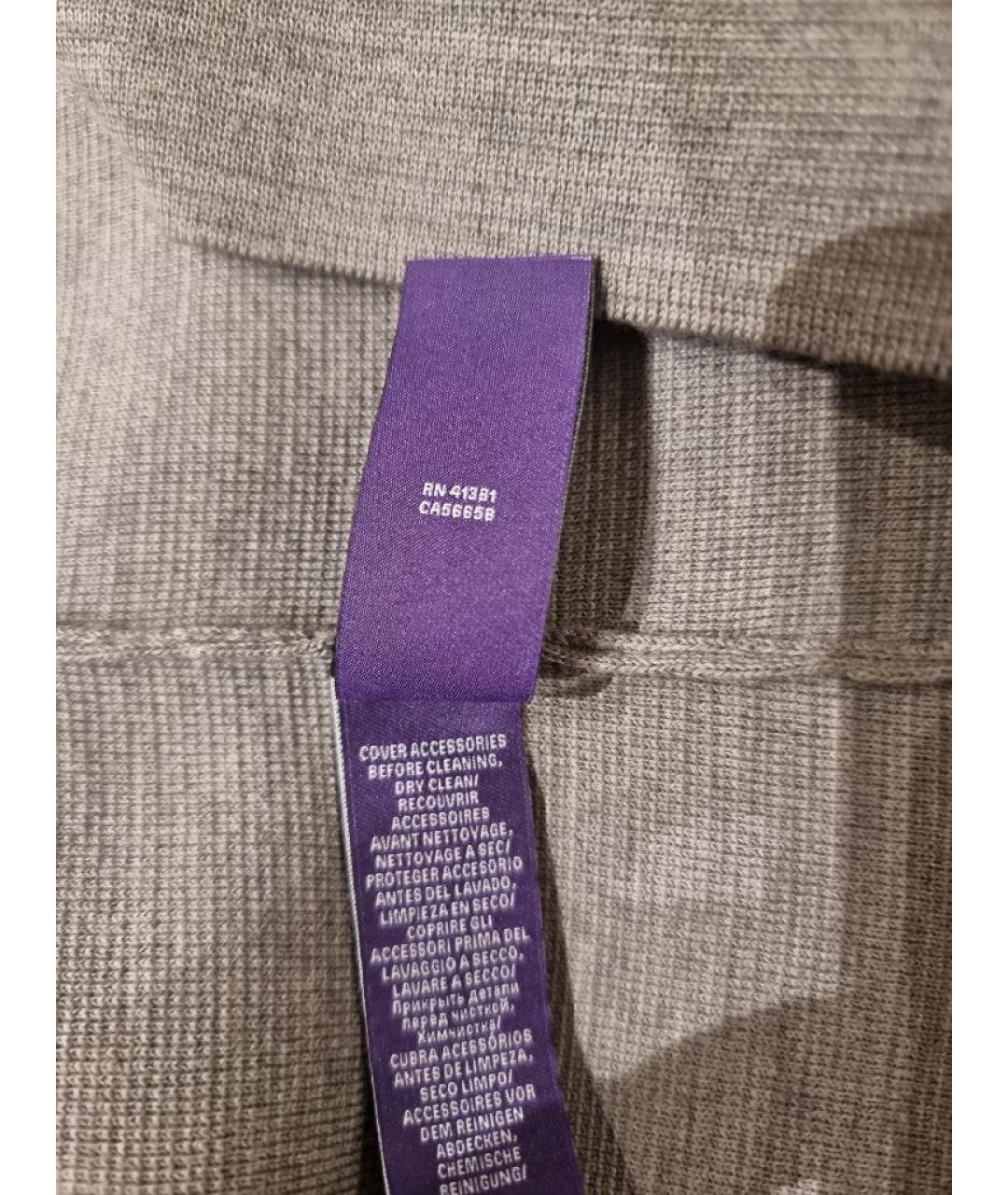 RALPH LAUREN PURPLE LABEL Серый шерстяной кардиган, фото 8