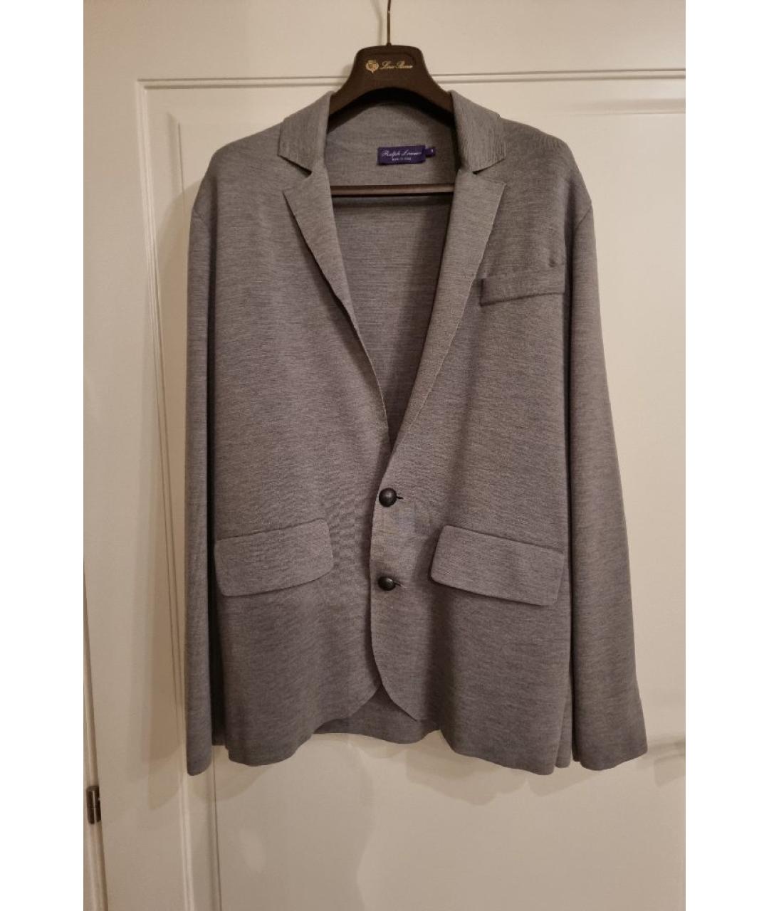 RALPH LAUREN PURPLE LABEL Серый шерстяной кардиган, фото 10