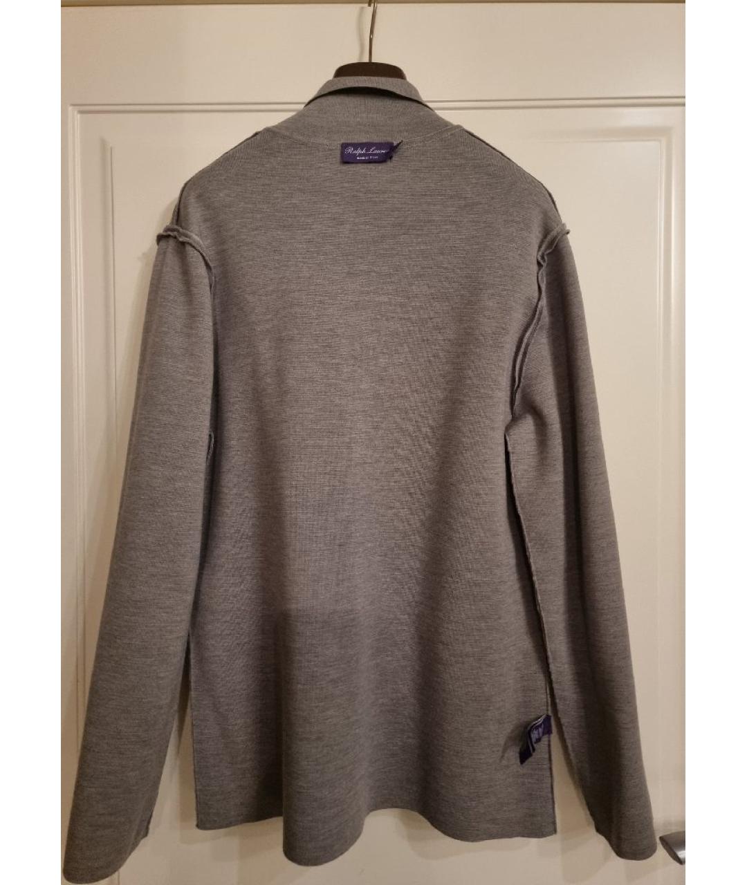 RALPH LAUREN PURPLE LABEL Серый шерстяной кардиган, фото 3