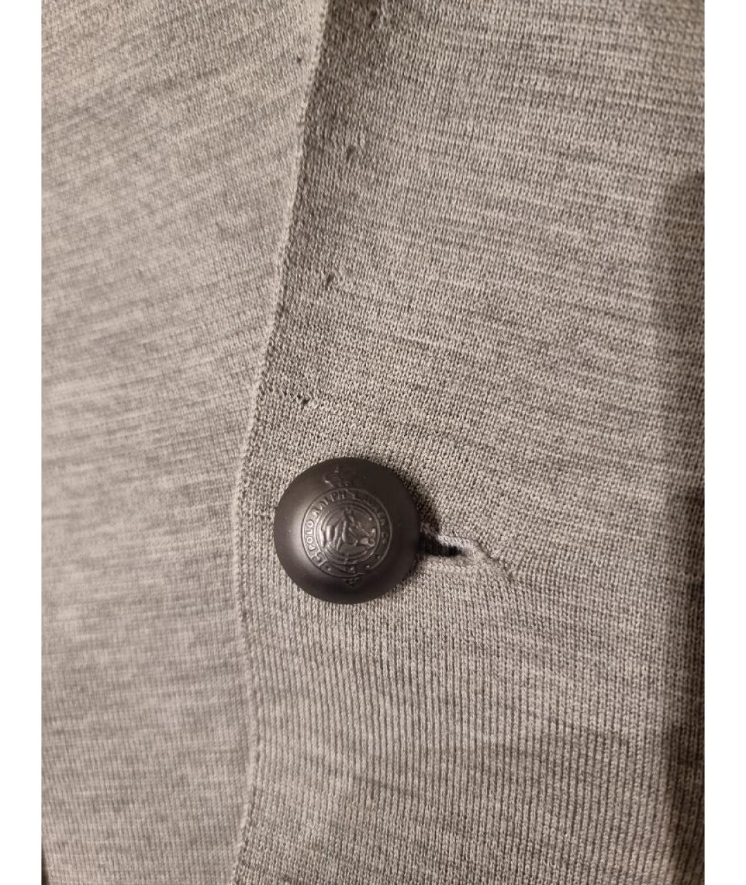 RALPH LAUREN PURPLE LABEL Серый шерстяной кардиган, фото 6