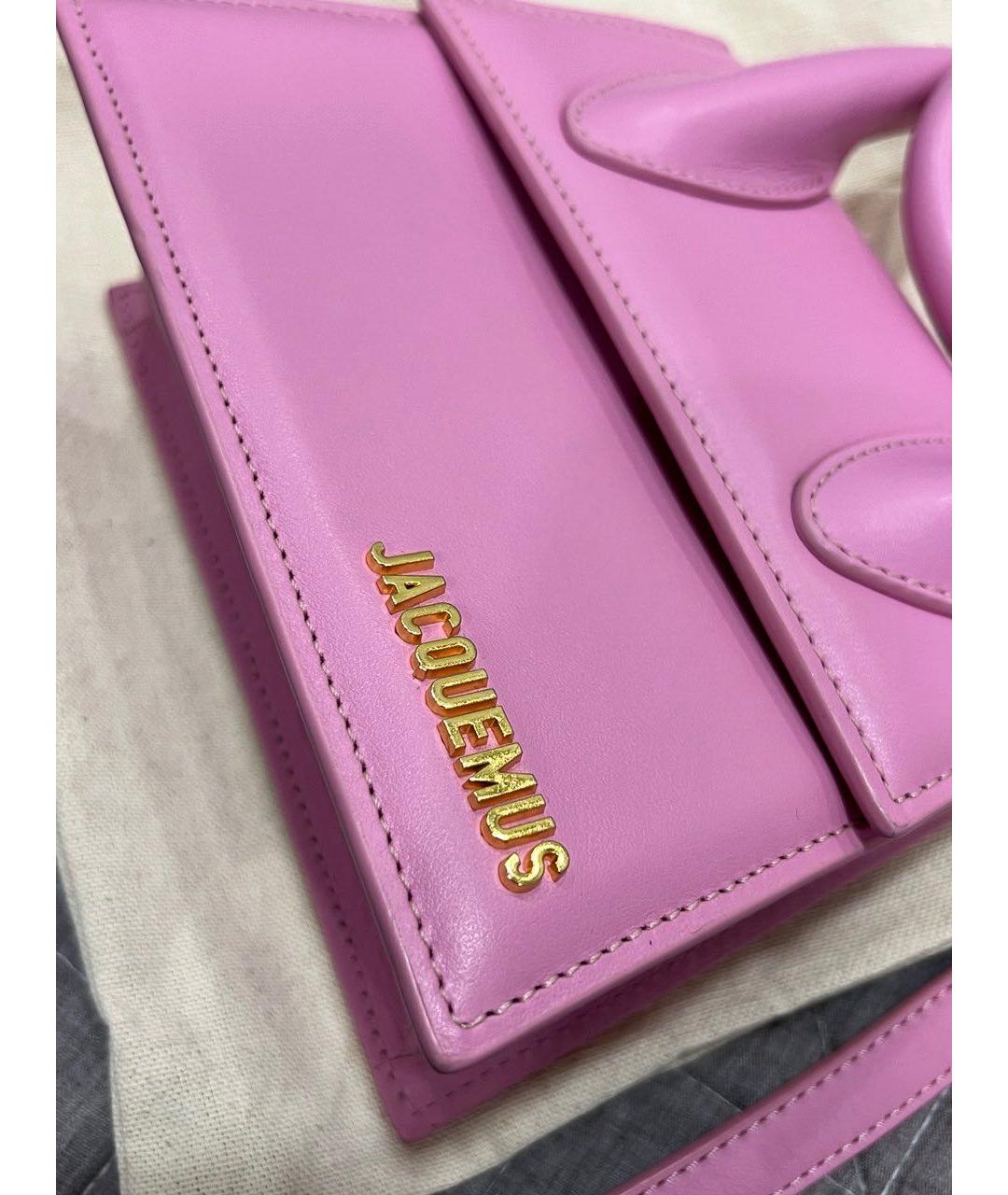 JACQUEMUS Розовая кожаная сумка с короткими ручками, фото 3