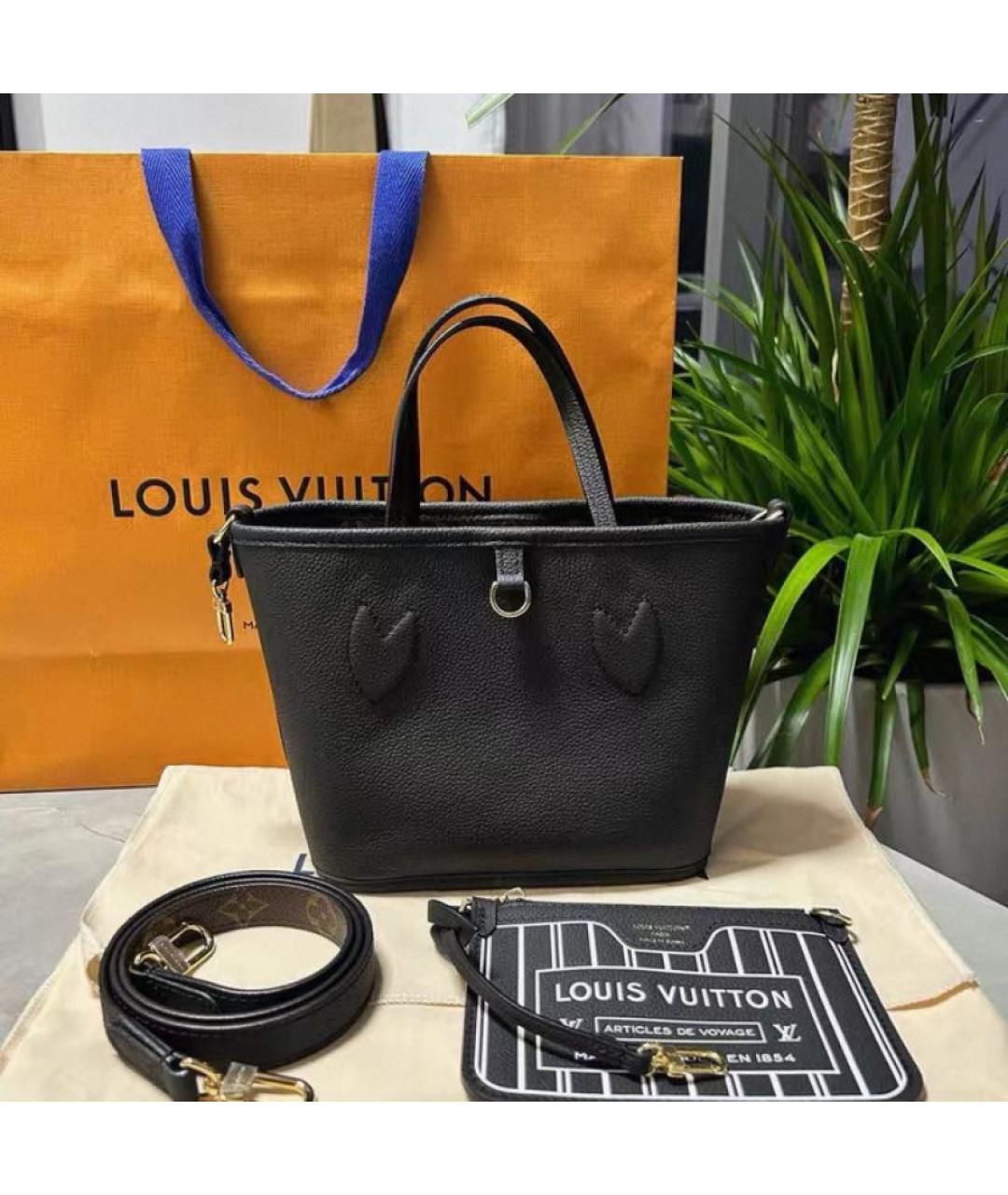 LOUIS VUITTON Черная кожаная сумка тоут, фото 3