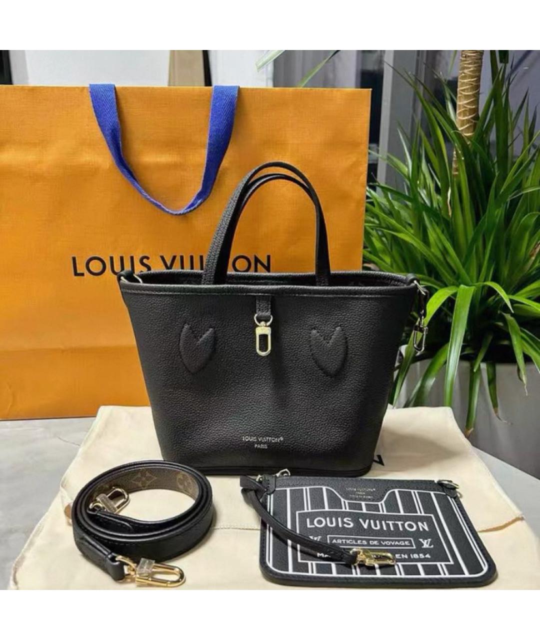 LOUIS VUITTON Черная кожаная сумка тоут, фото 2