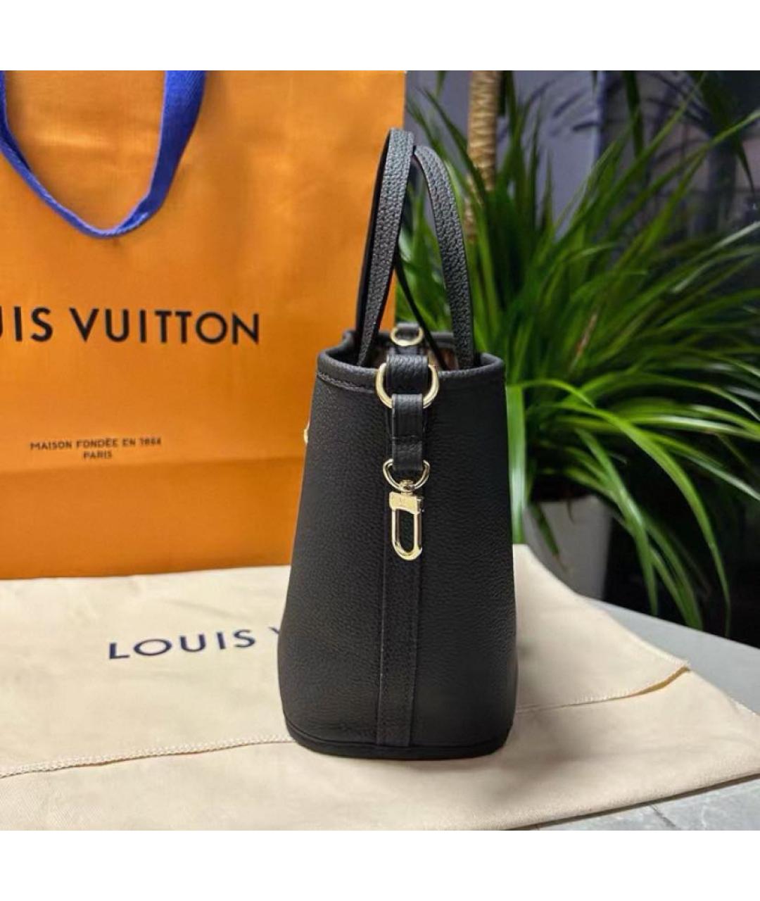 LOUIS VUITTON Черная кожаная сумка тоут, фото 4