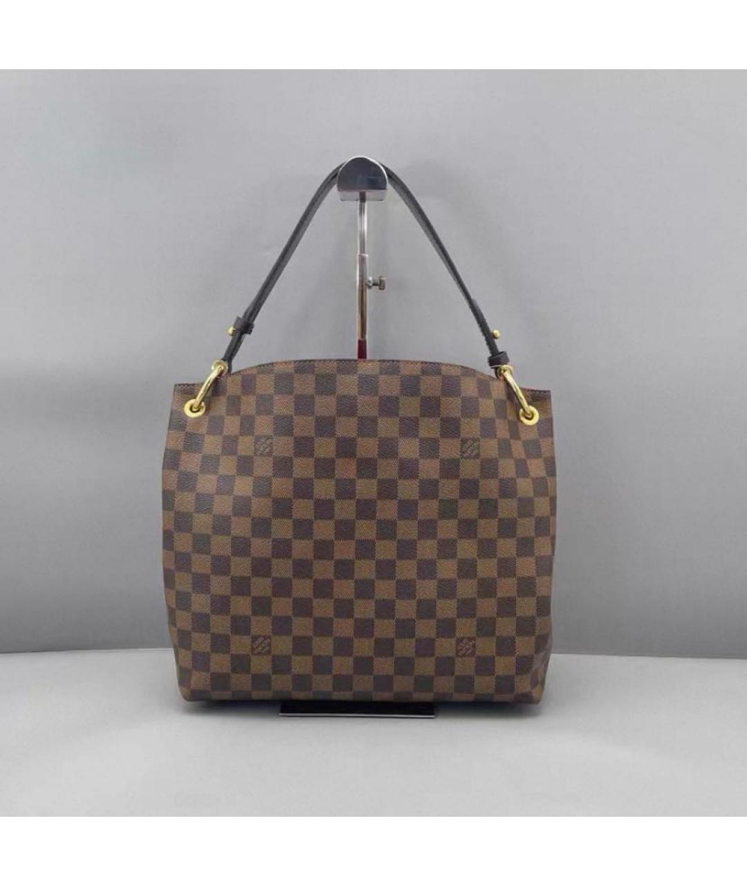 LOUIS VUITTON Коричневая кожаная сумка тоут, фото 3