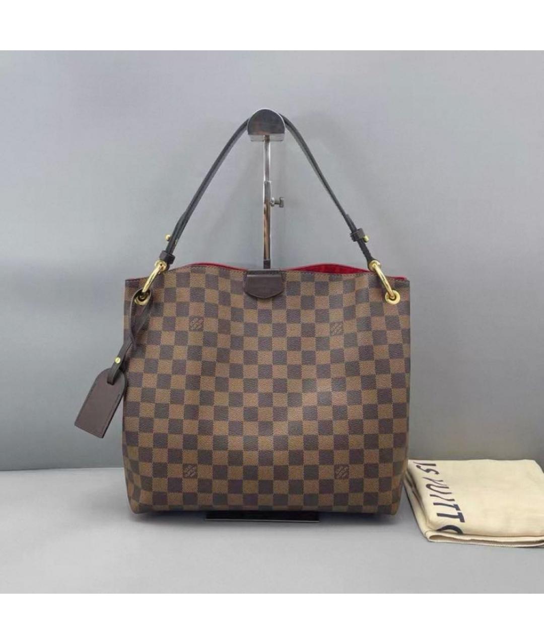 LOUIS VUITTON Коричневая кожаная сумка тоут, фото 2