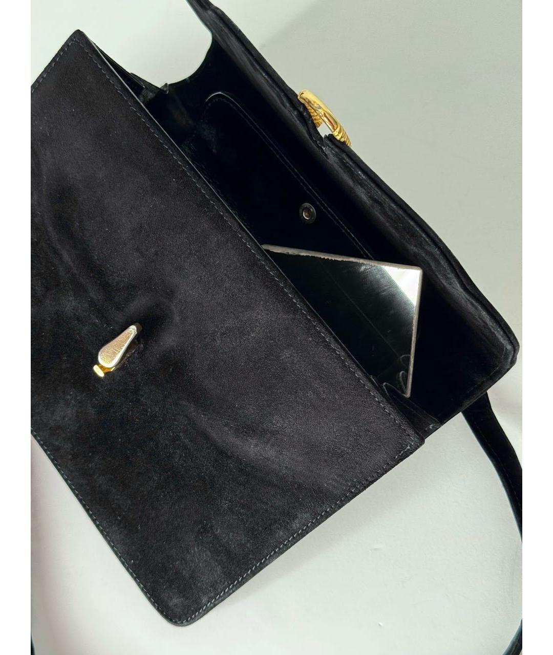 GUCCI Черная замшевая сумка с короткими ручками, фото 5