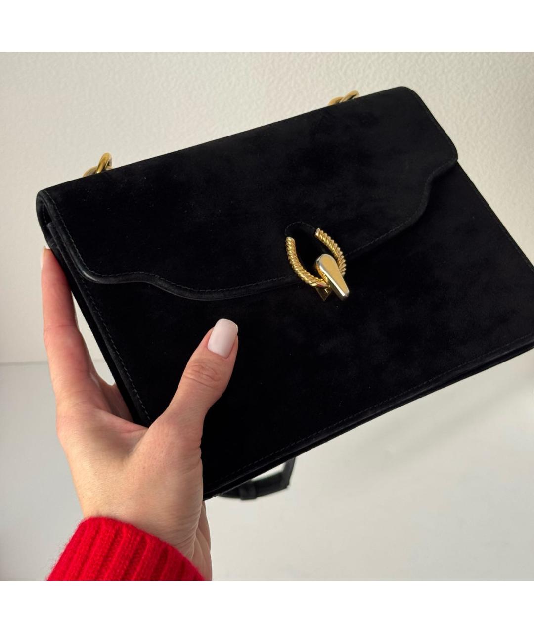 GUCCI Черная замшевая сумка с короткими ручками, фото 8