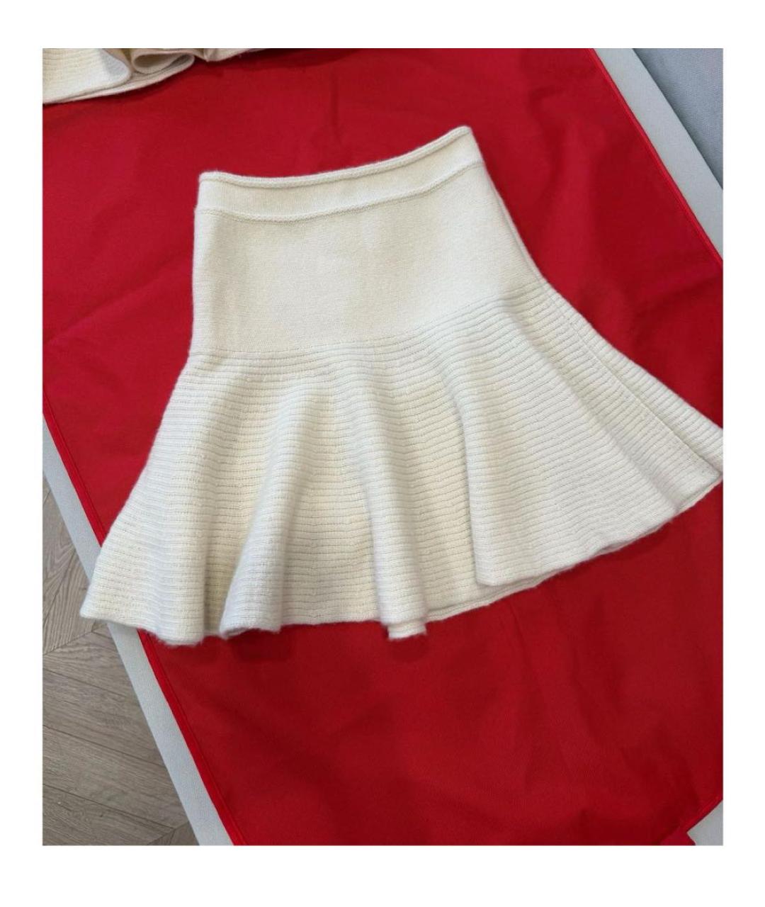 ULYANA SERGEENKO Белая кашемировая юбка мини, фото 4