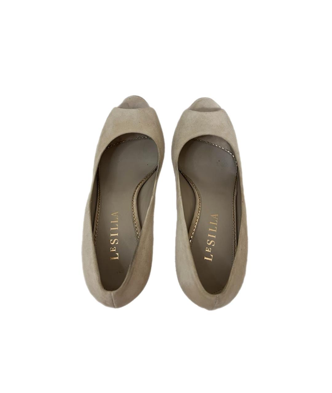 LE SILLA Бежевые замшевые туфли, фото 3