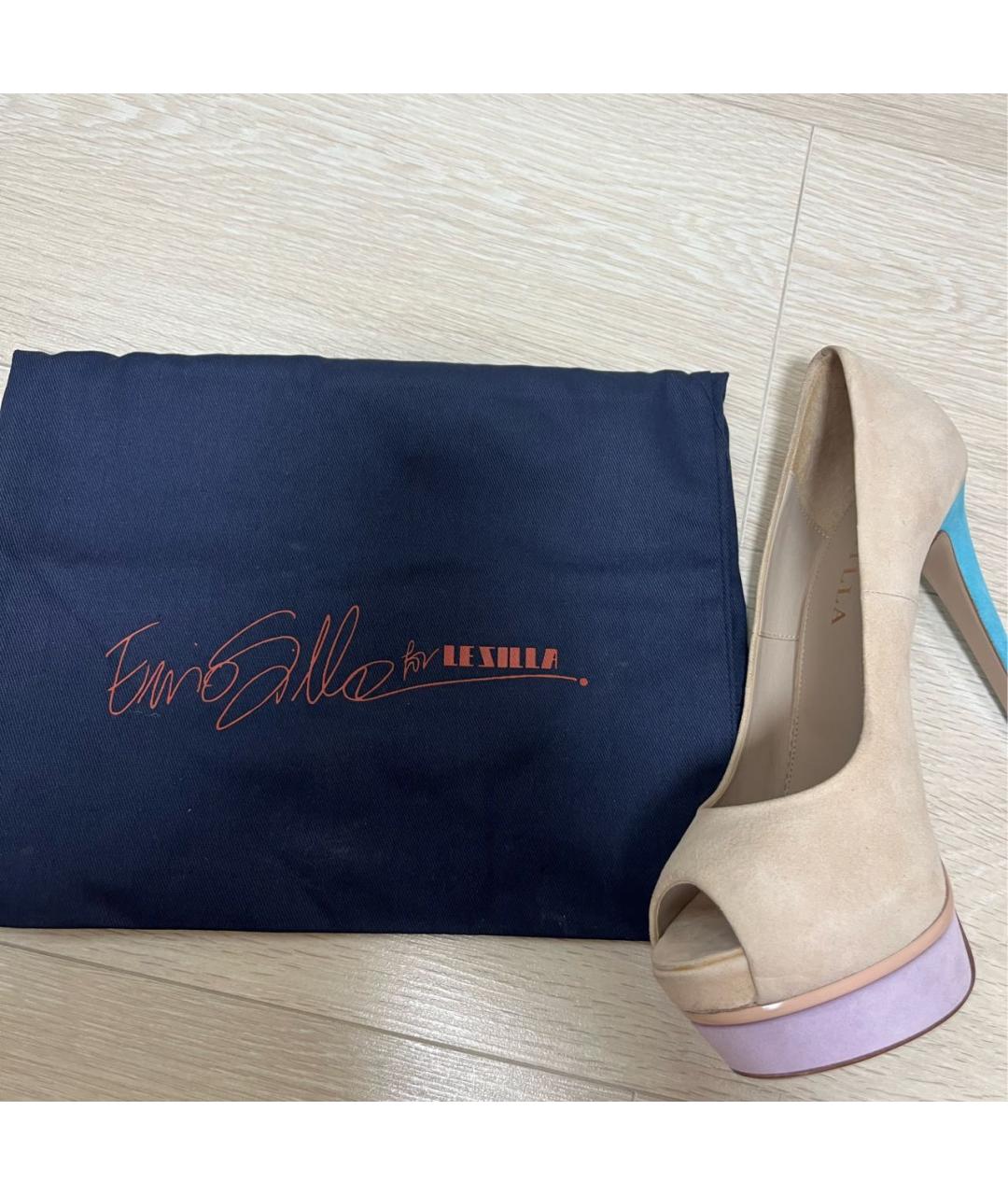 LE SILLA Бежевые замшевые туфли, фото 7