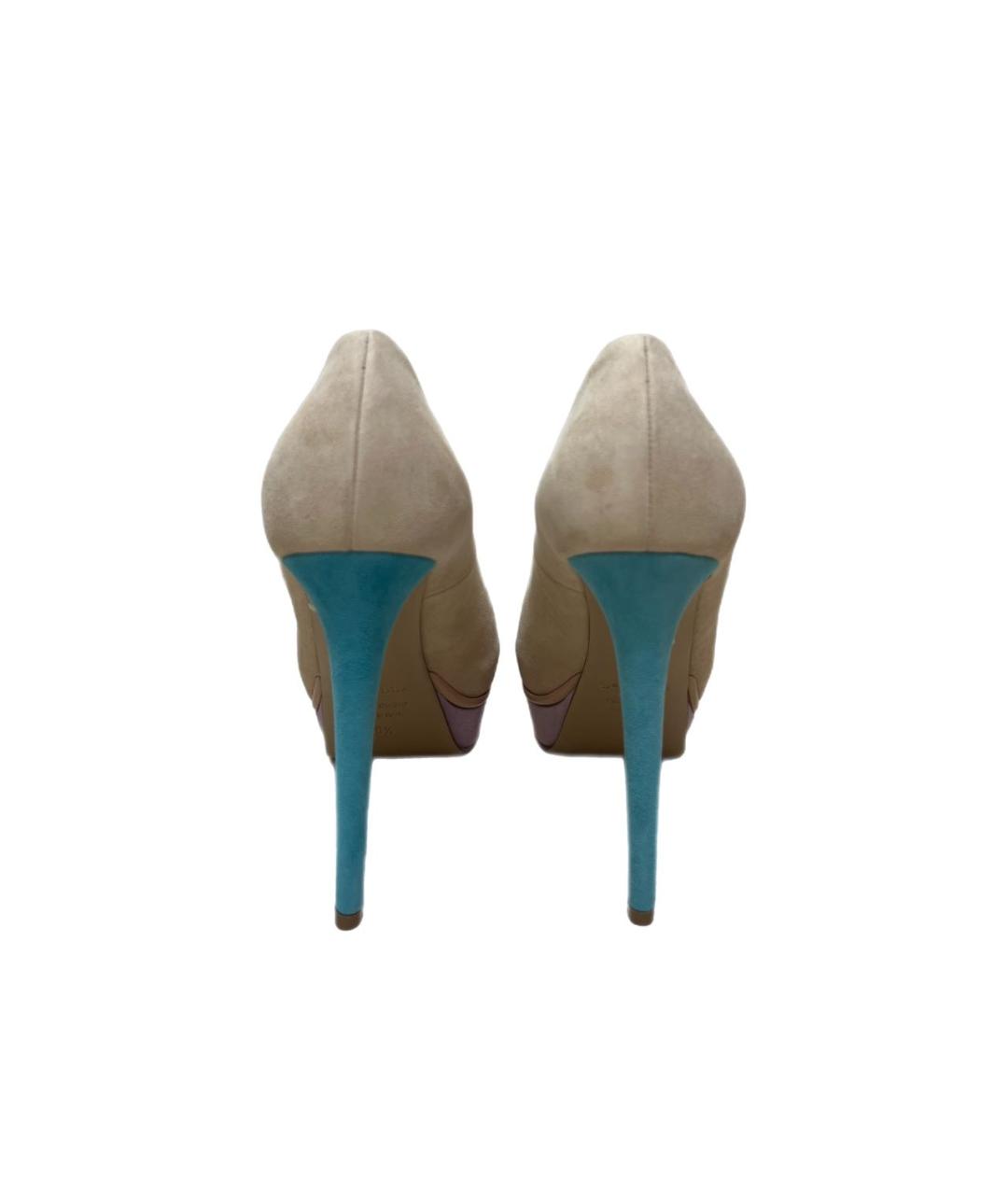 LE SILLA Бежевые замшевые туфли, фото 4