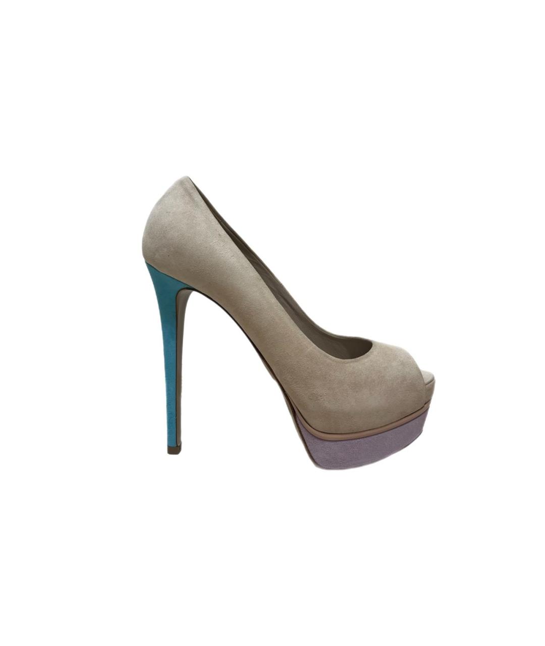 LE SILLA Бежевые замшевые туфли, фото 1