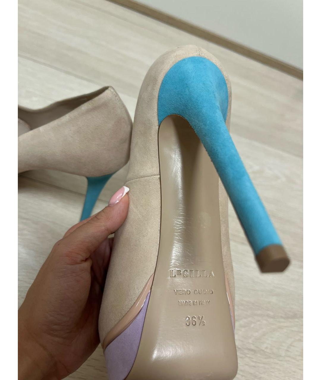 LE SILLA Бежевые замшевые туфли, фото 6