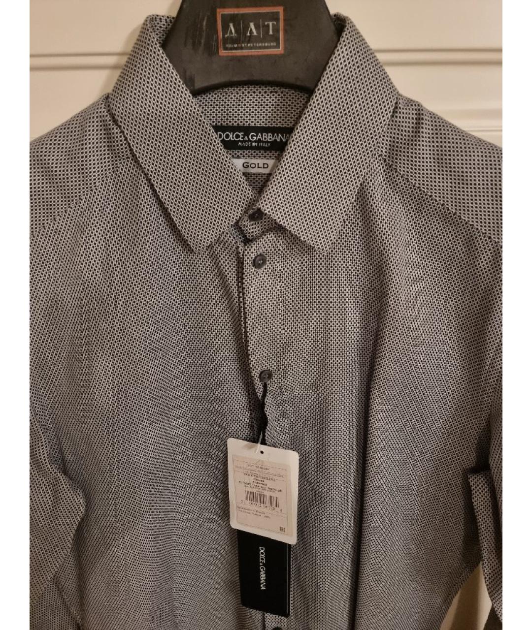 DOLCE&GABBANA Серая хлопковая классическая рубашка, фото 3