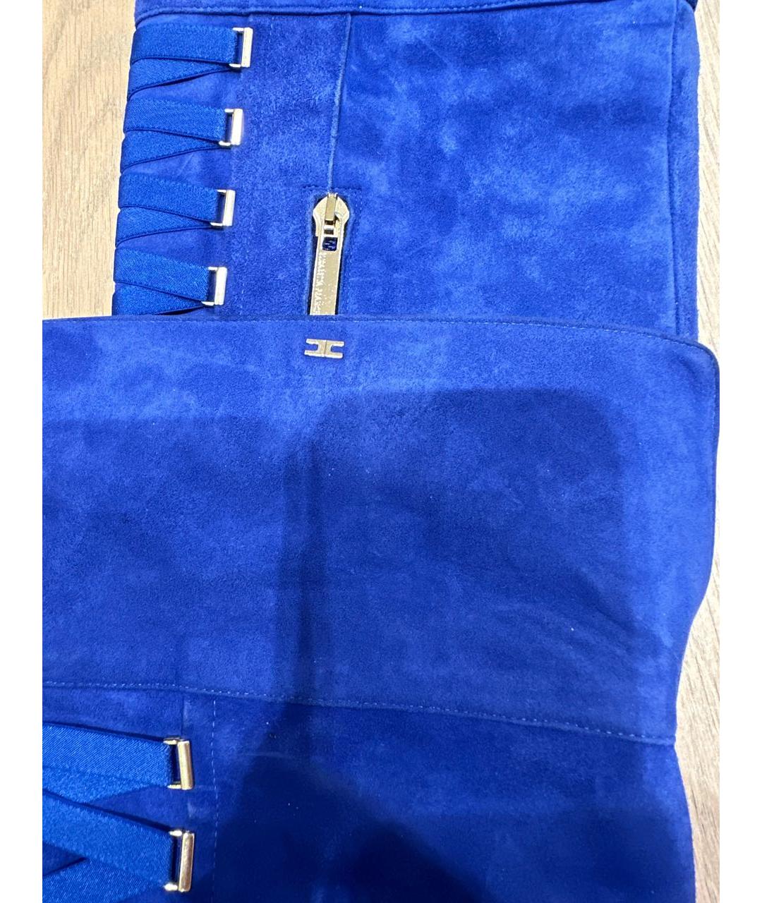 ELISABETTA FRANCHI Синие замшевые ботфорты, фото 7