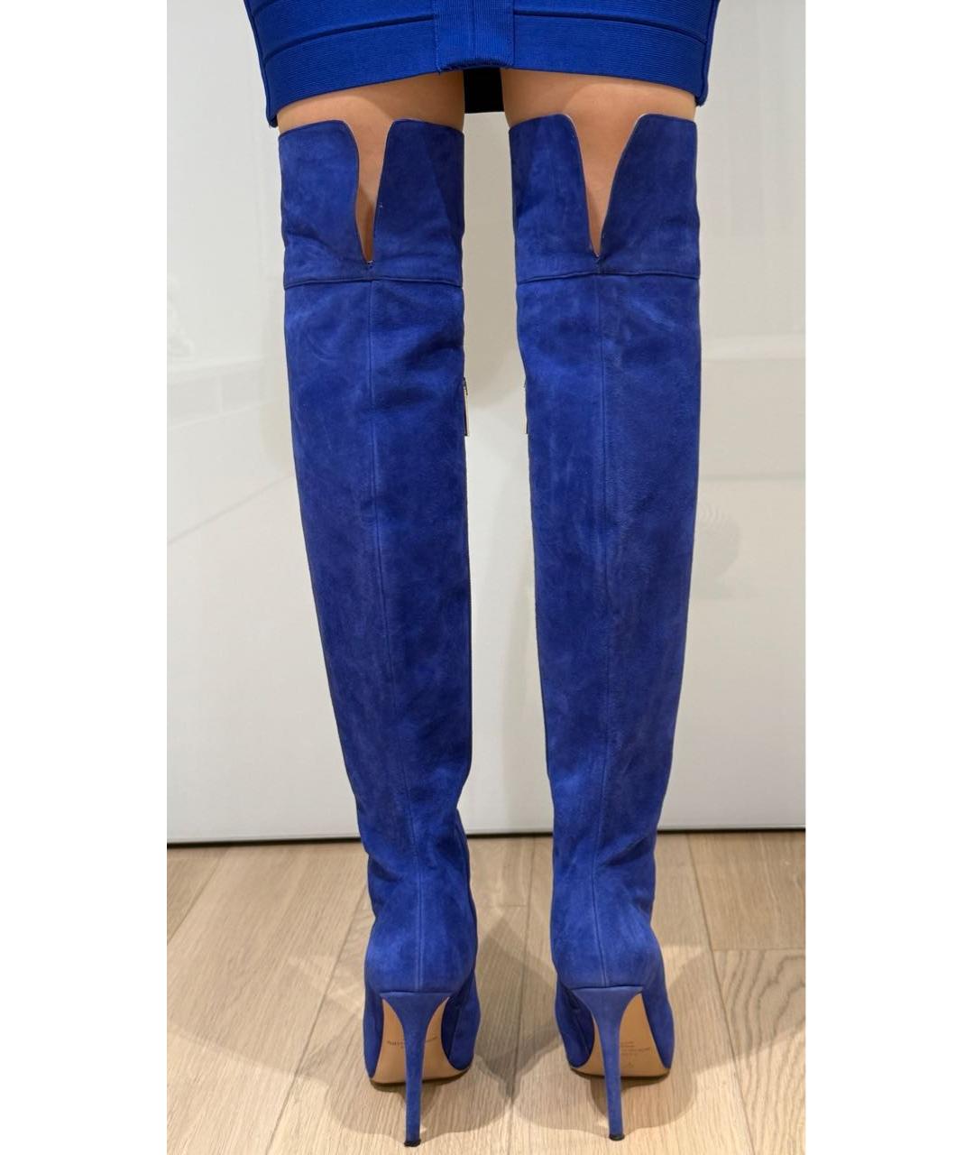 ELISABETTA FRANCHI Синие замшевые ботфорты, фото 4