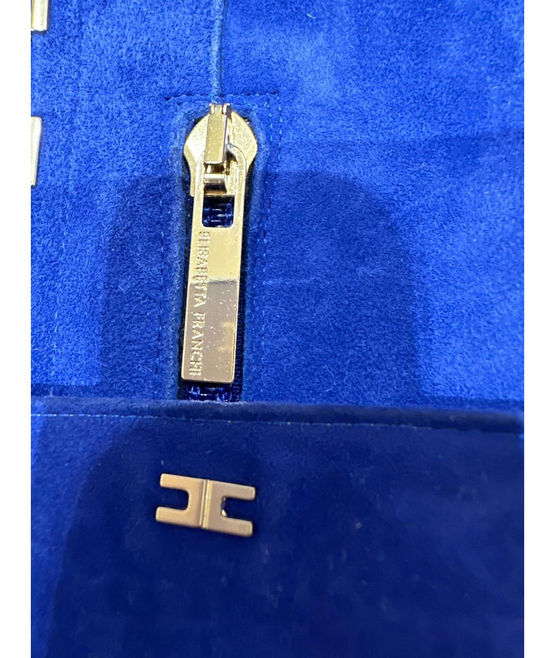 ELISABETTA FRANCHI Синие замшевые ботфорты, фото 6