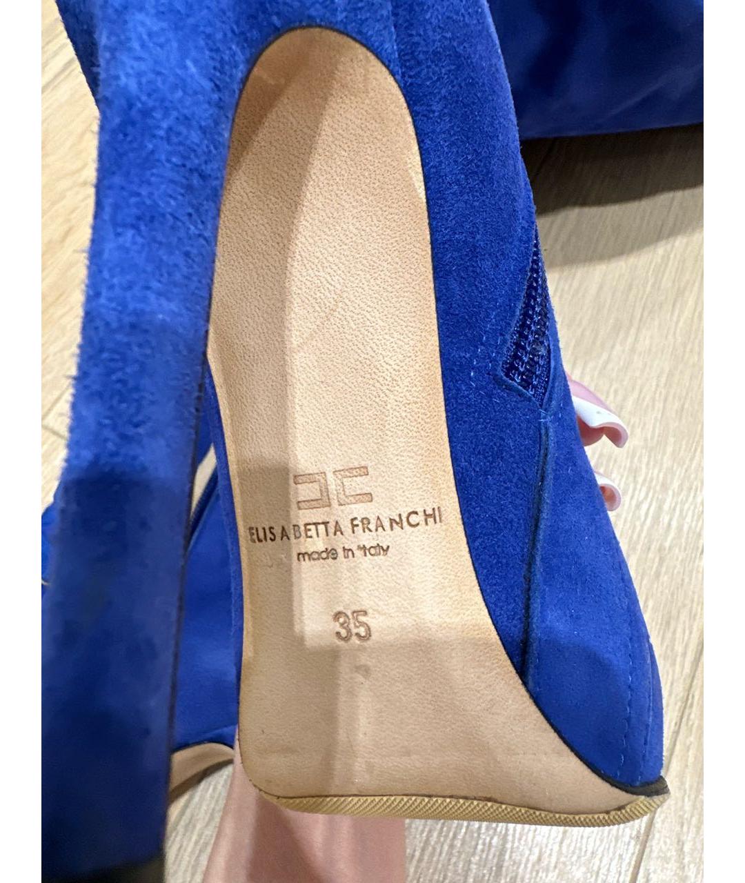 ELISABETTA FRANCHI Синие замшевые ботфорты, фото 8
