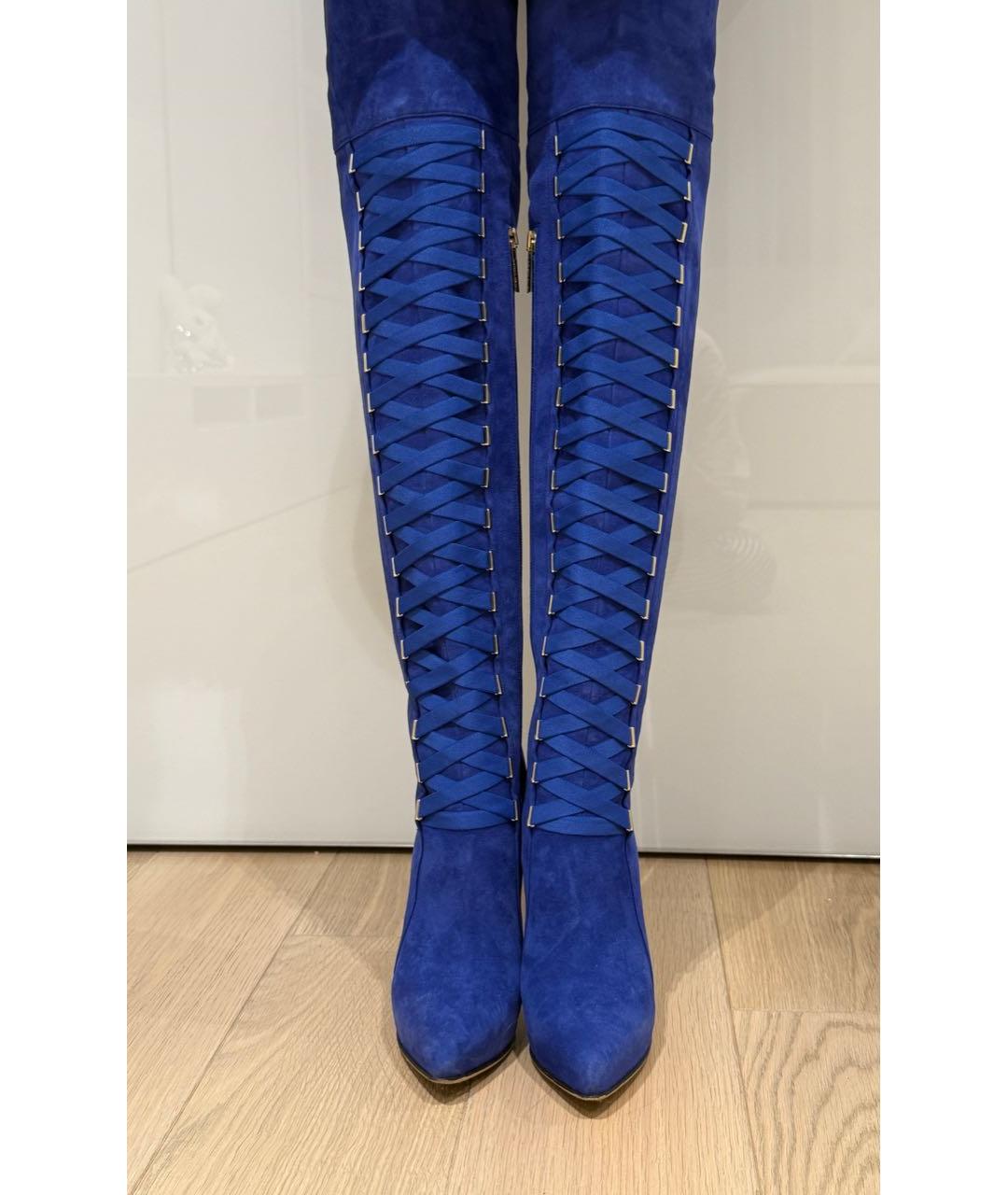 ELISABETTA FRANCHI Синие замшевые ботфорты, фото 3