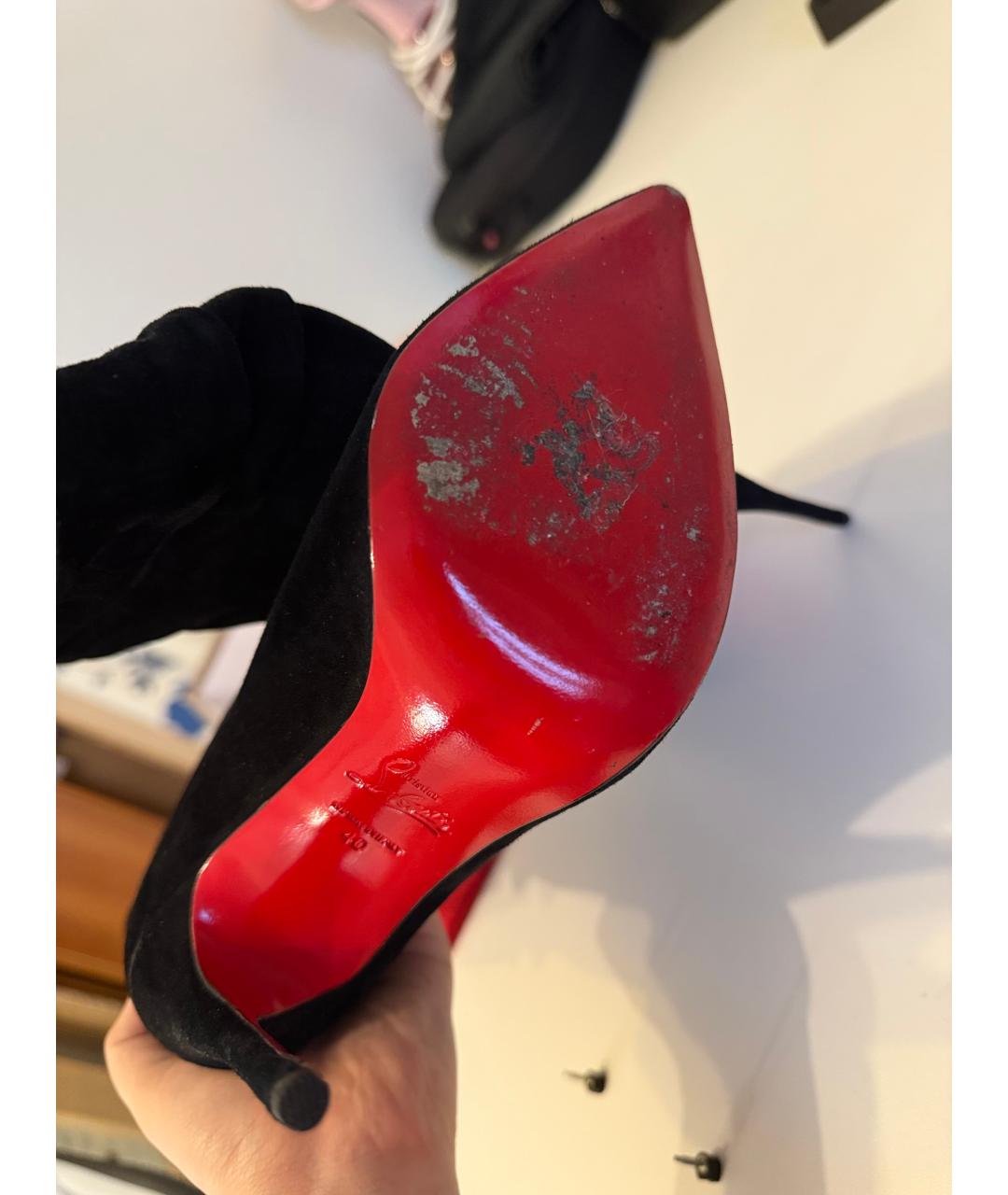 CHRISTIAN LOUBOUTIN Черные замшевые ботильоны, фото 6