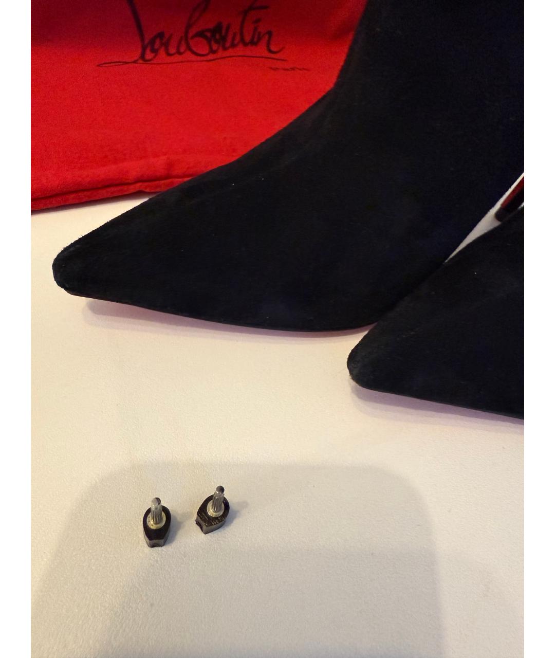 CHRISTIAN LOUBOUTIN Черные замшевые ботильоны, фото 7