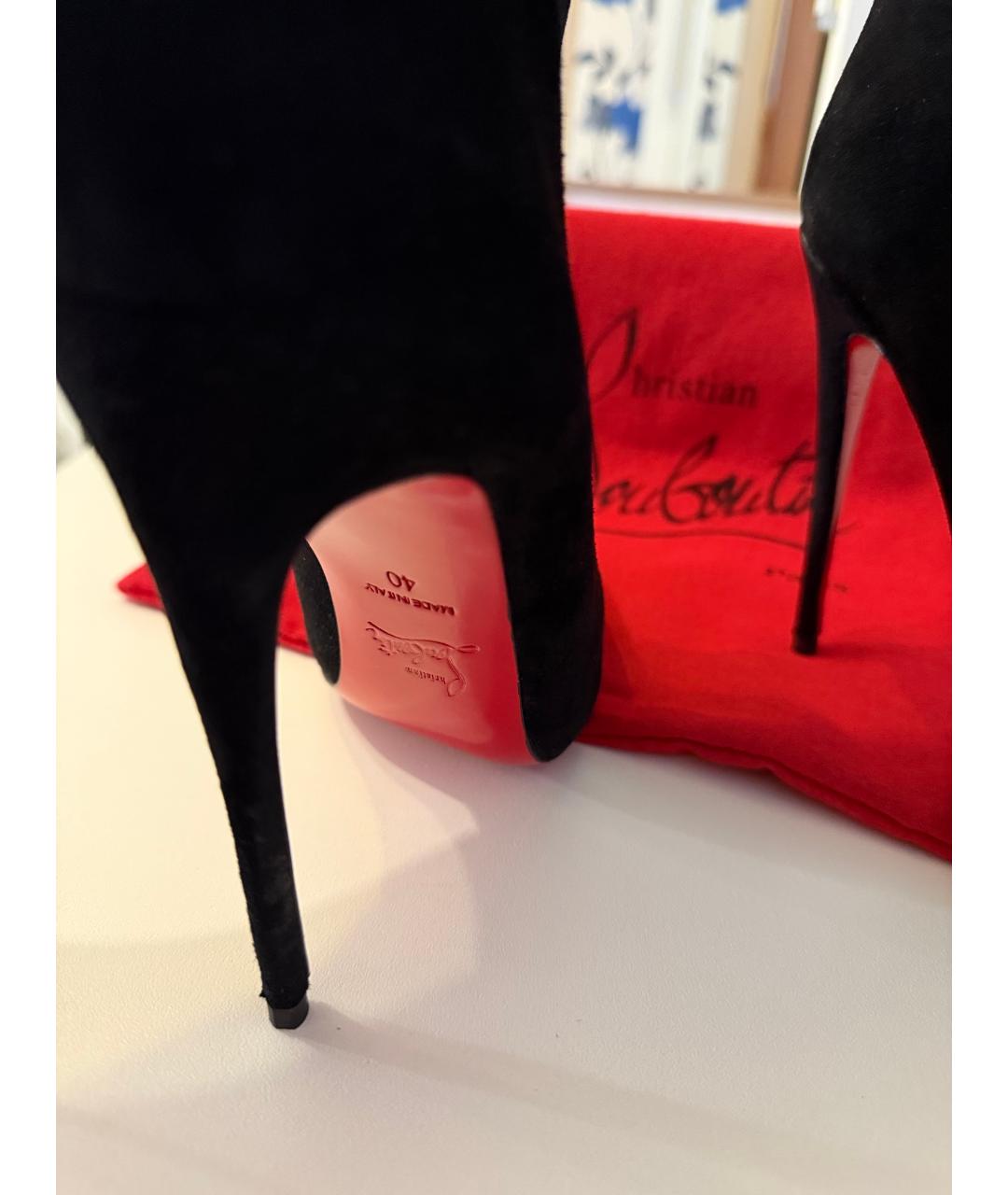 CHRISTIAN LOUBOUTIN Черные замшевые ботильоны, фото 4