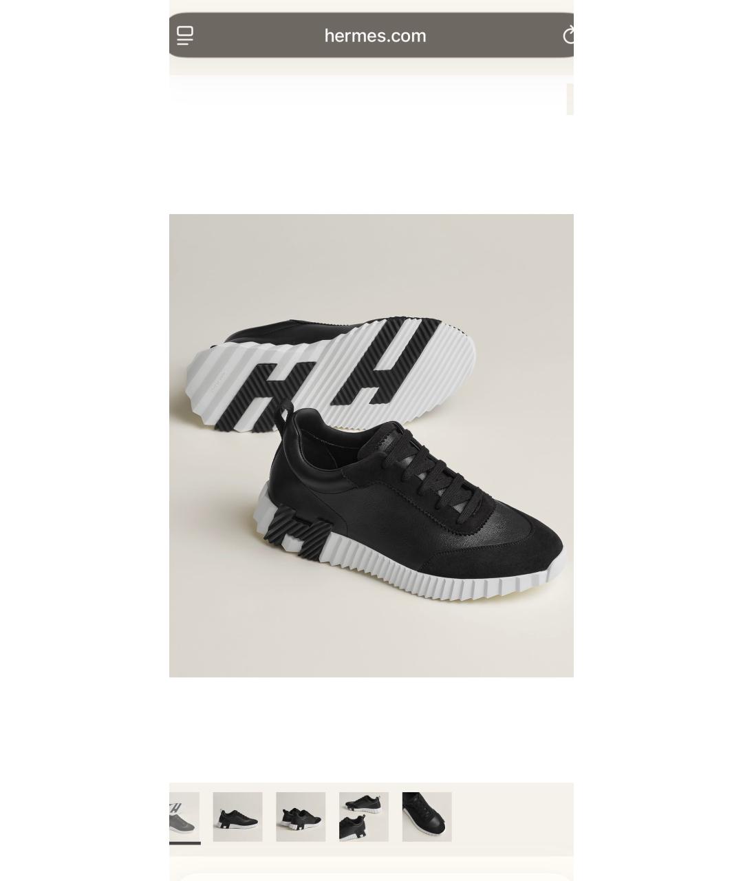 HERMES Черные кожаные низкие кроссовки / кеды, фото 6