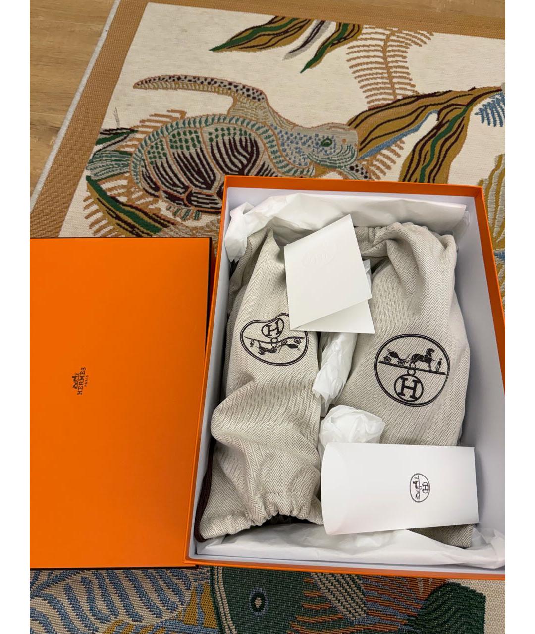 HERMES Черные кожаные низкие кроссовки / кеды, фото 5