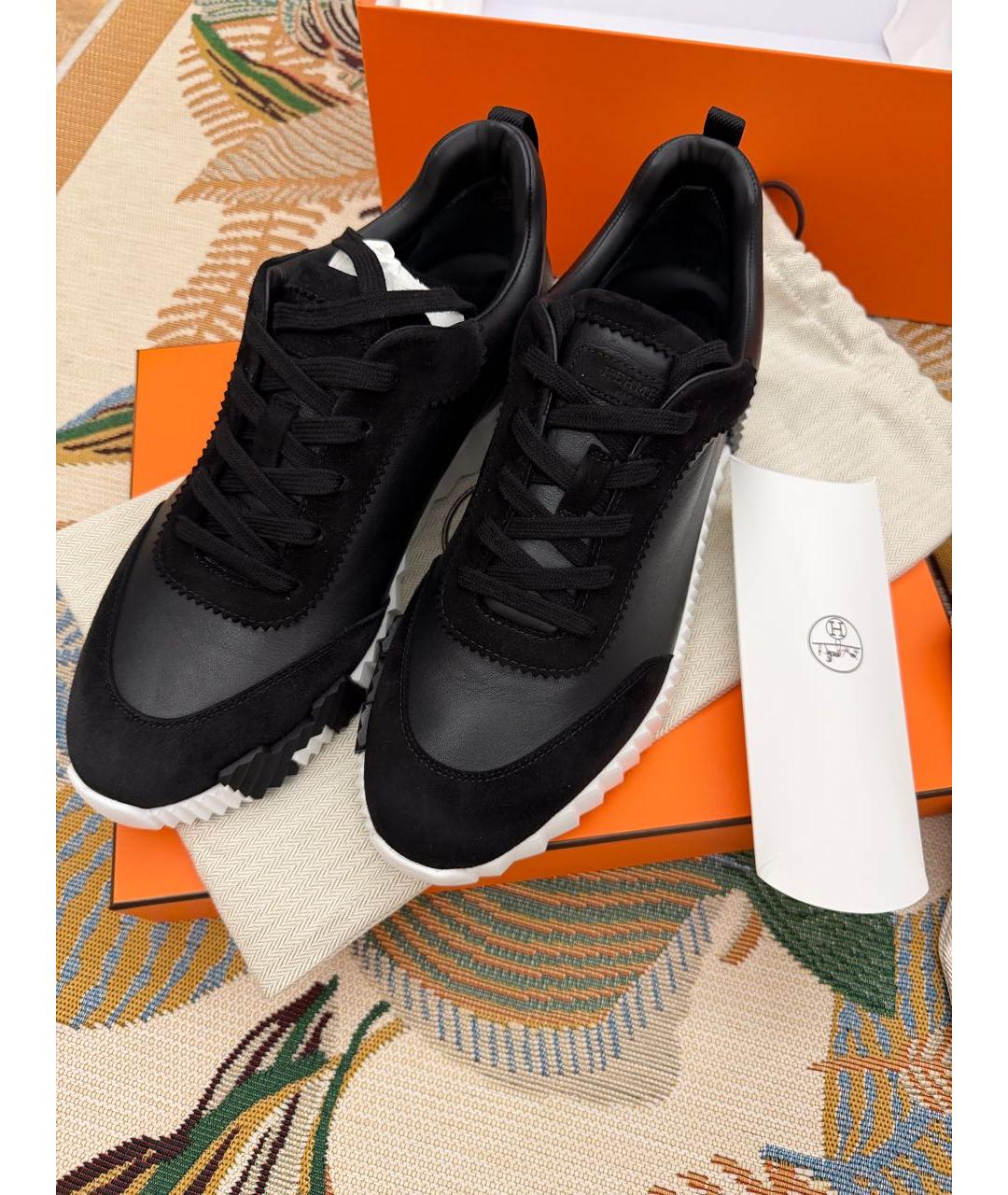 HERMES Черные кожаные низкие кроссовки / кеды, фото 3