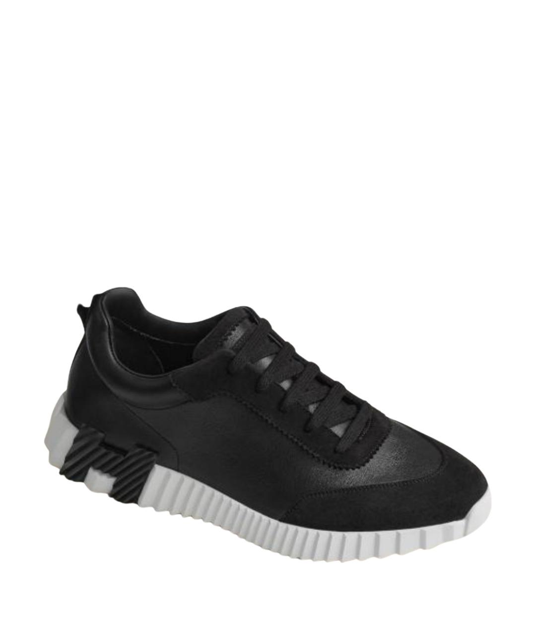 HERMES Черные кожаные низкие кроссовки / кеды, фото 1