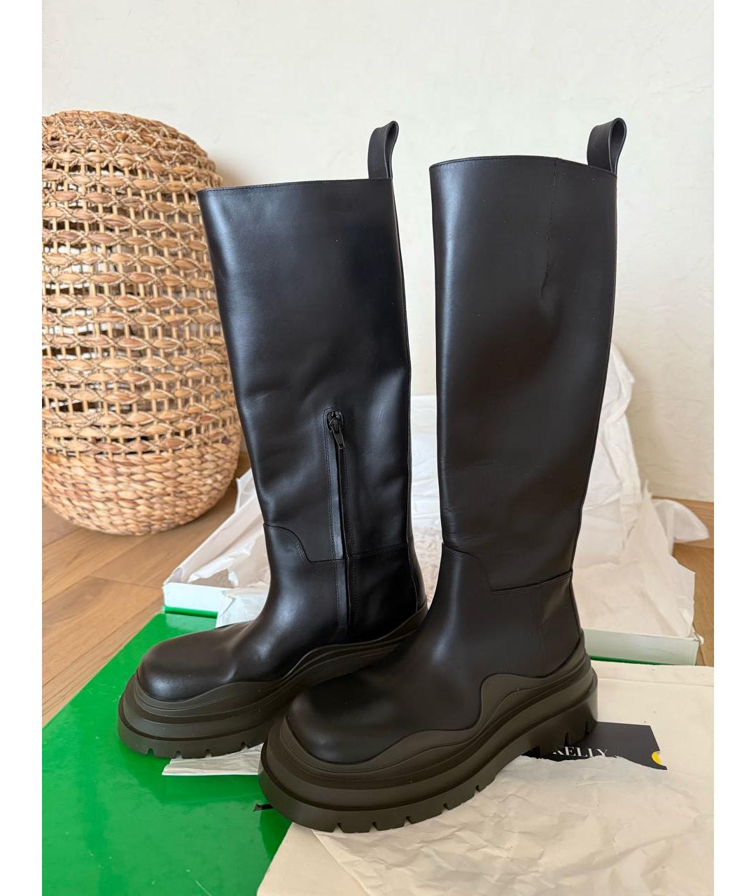 BOTTEGA VENETA Черные кожаные сапоги, фото 3