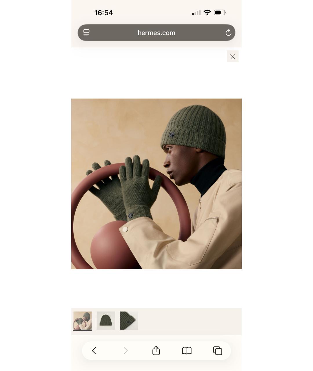 HERMES Зеленая кашемировая шапка, фото 2