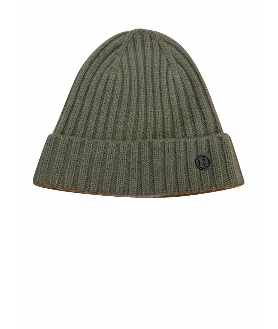 HERMES Зеленая кашемировая шапка, фото 1