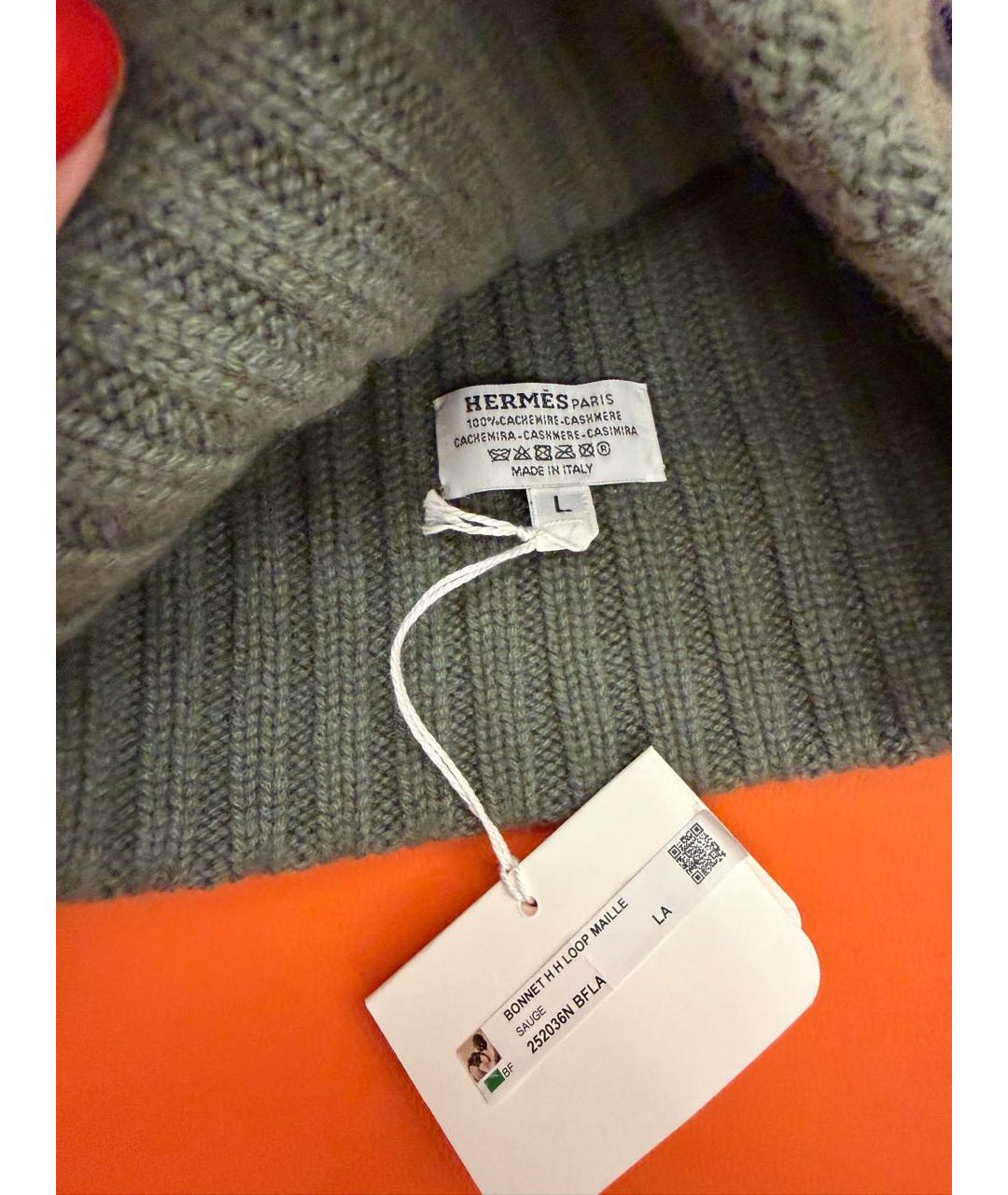 HERMES Зеленая кашемировая шапка, фото 3