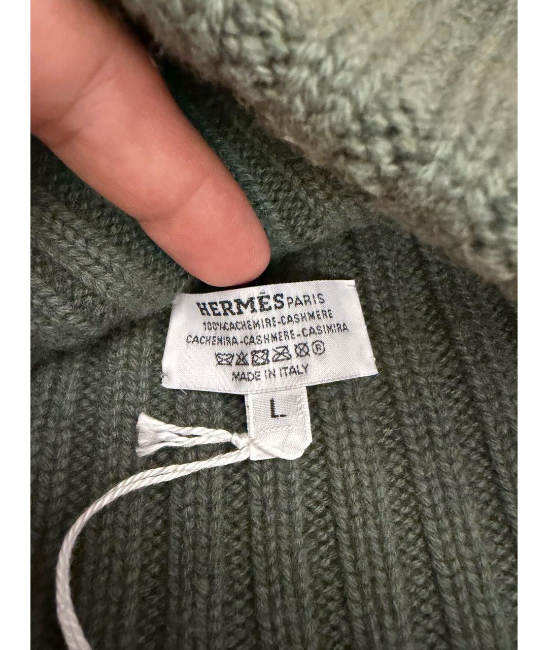 HERMES Зеленая кашемировая шапка, фото 4