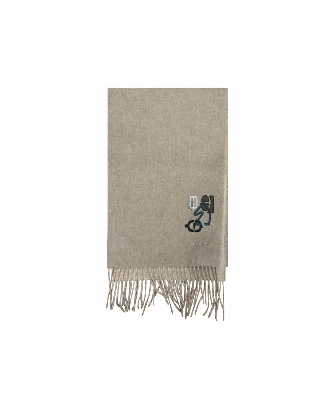 HERMES Бежевый кашемировый шарф, фото 1