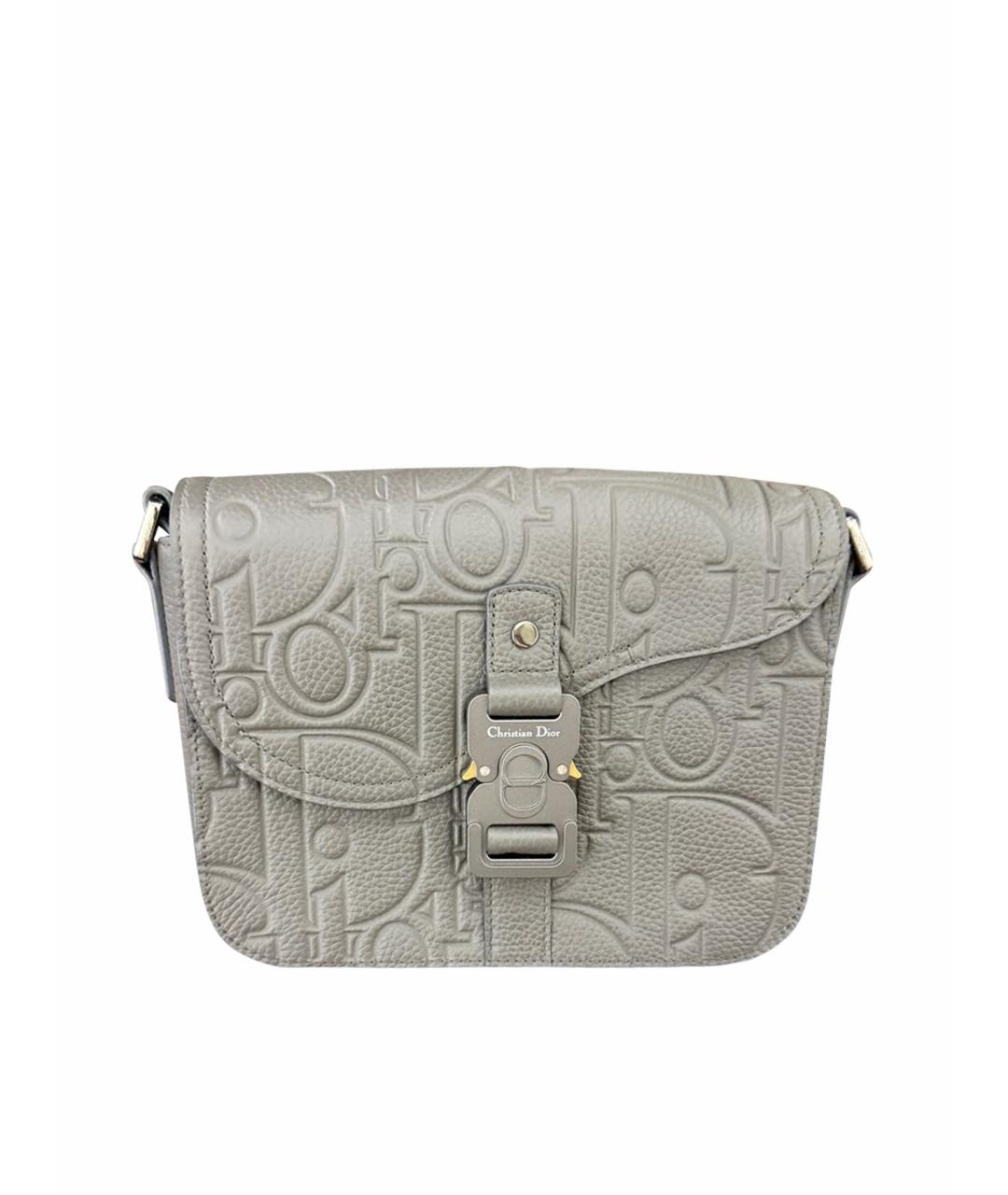 CHRISTIAN DIOR Серая кожаная сумка на плечо, фото 1