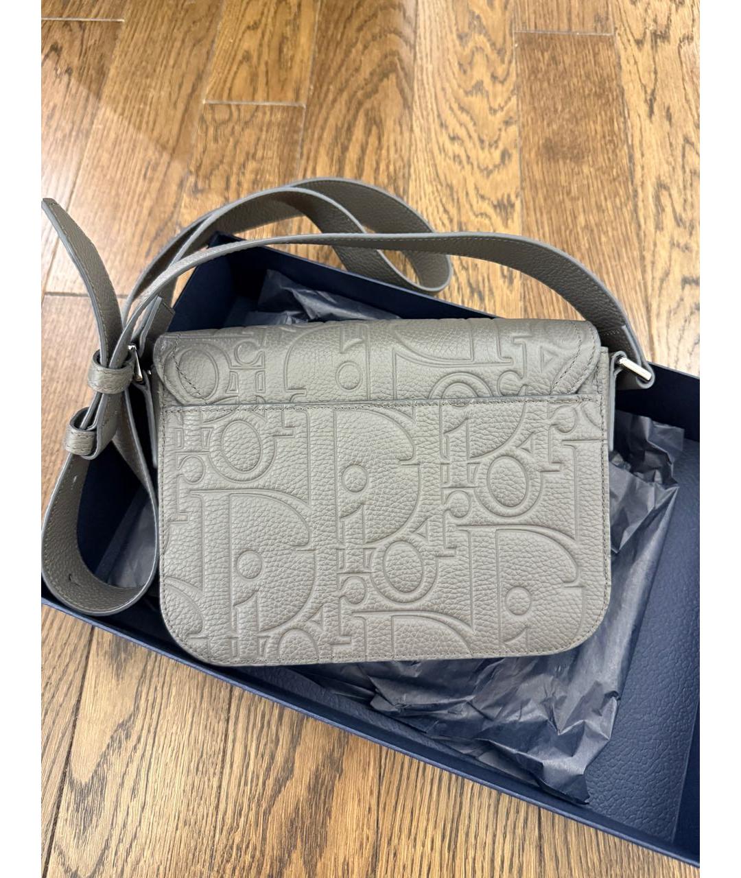 CHRISTIAN DIOR Серая кожаная сумка на плечо, фото 5